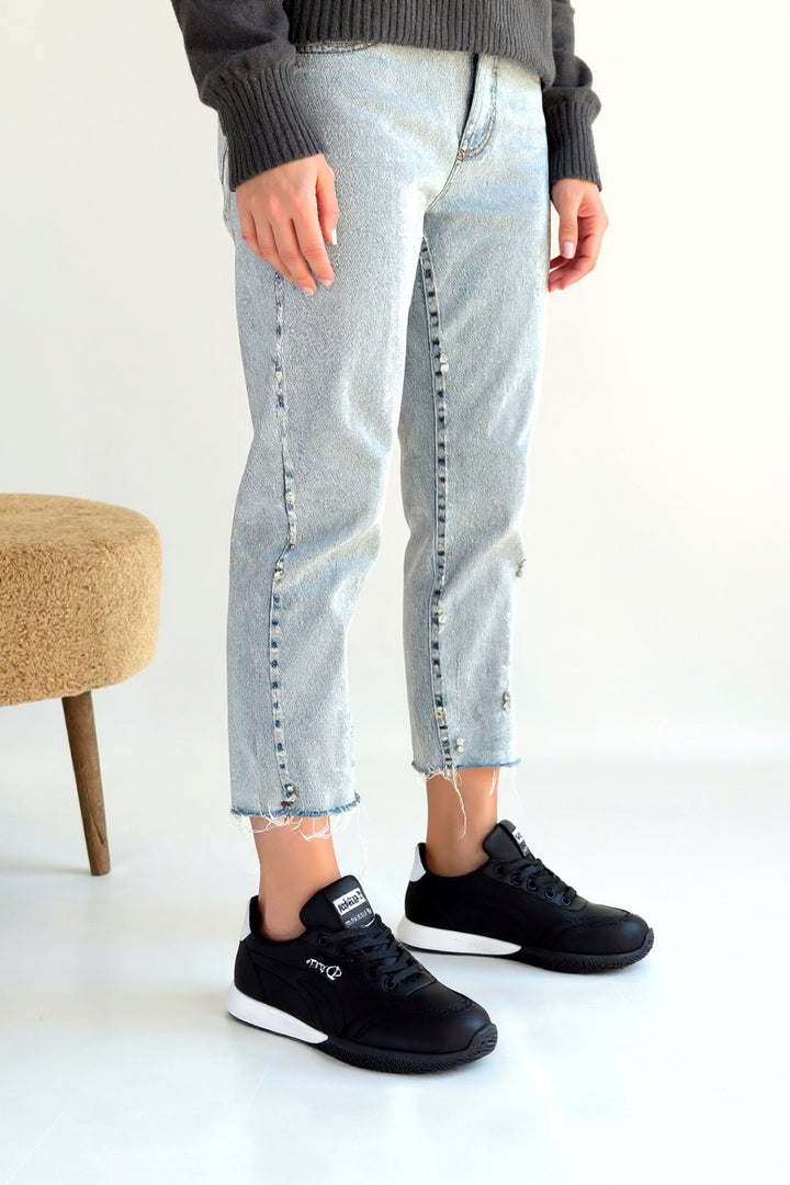 Tawen Kadın Siyah Bağcıklı Spor Ayakkabı