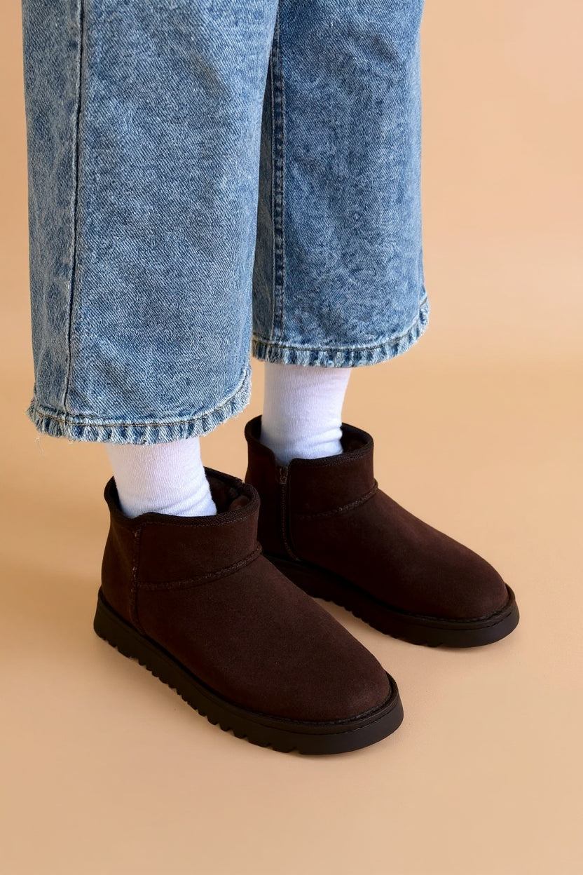 Velora Kadın Kahverengi İçi Kürklü Süet Bot