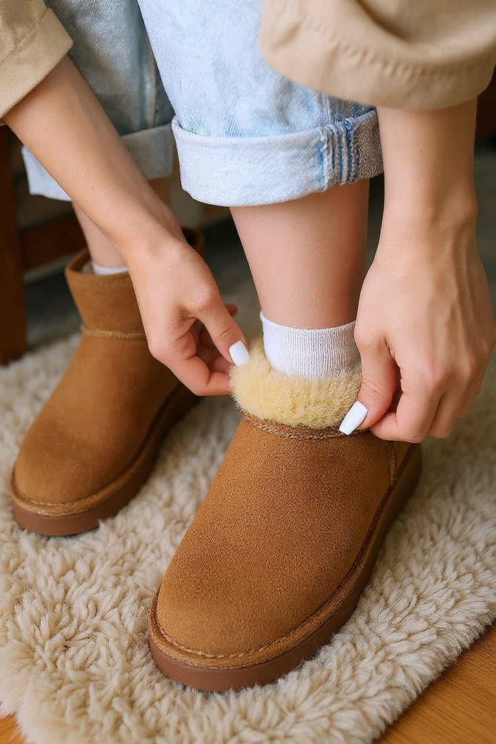 Velora Kadın Taba İçi Kürklü Süet Bot