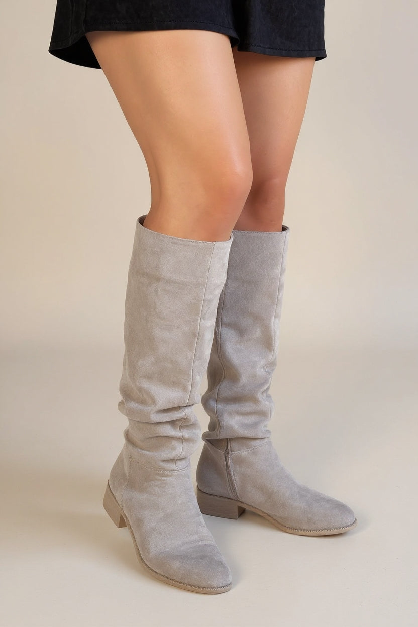 Winda Bej Süet Körüklü Kadın Çizme