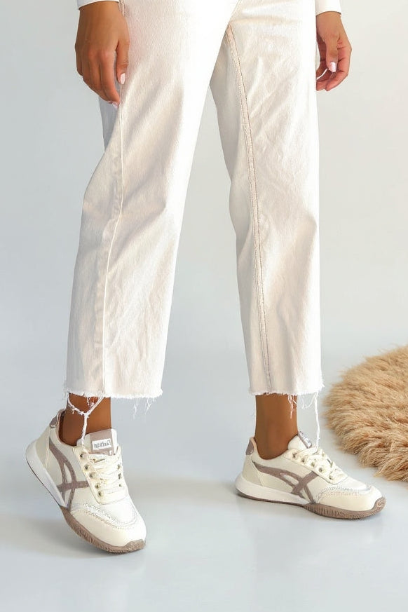 Zlay Kadın Bej Bağcıklı Vizon Desenli Spor Ayakkabı