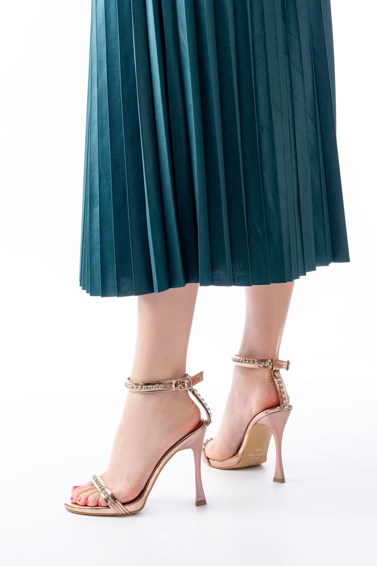 Malens Kadın Rose Taşlı Platformlu Topuklu Abiye Ayakkabı