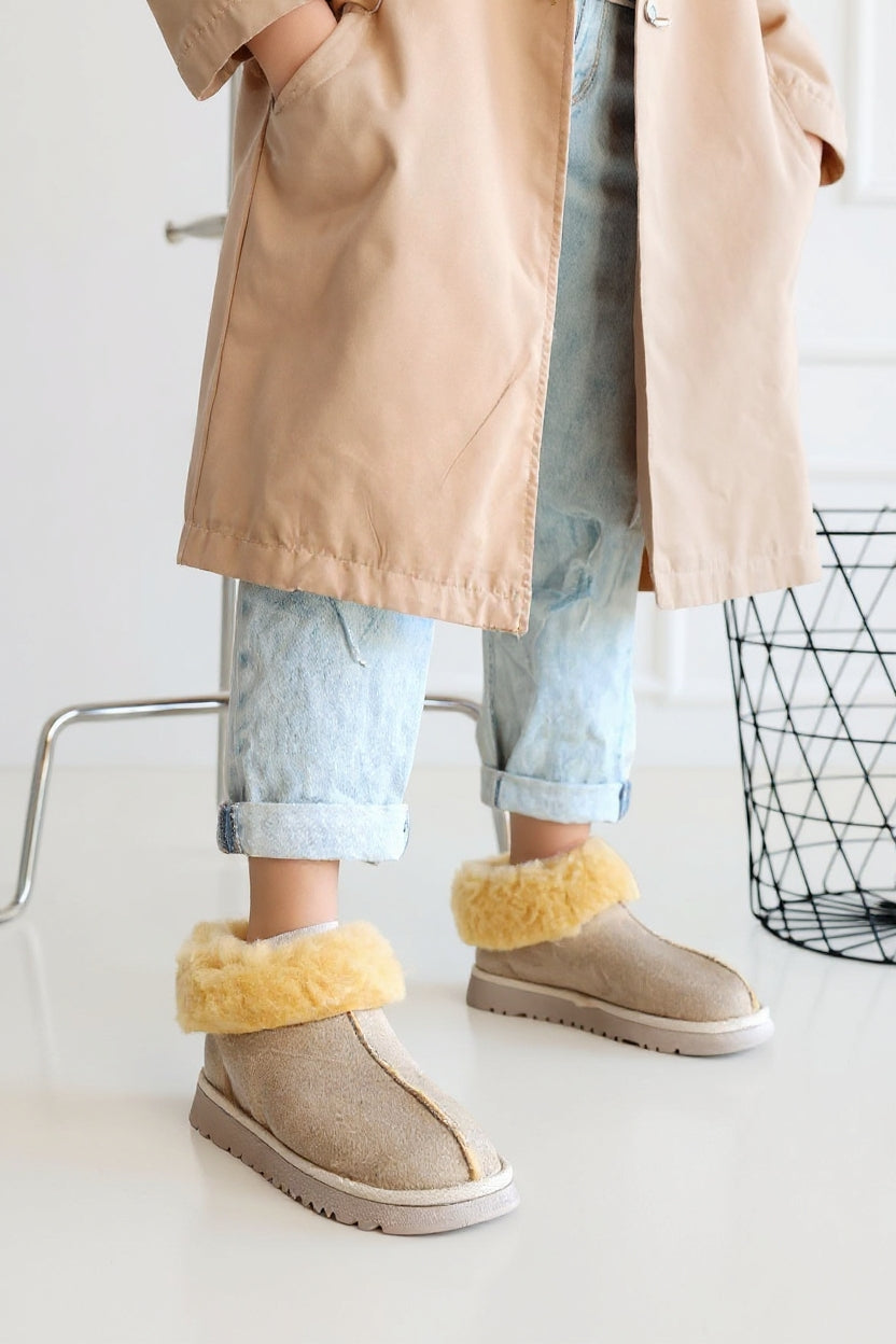 Abby Kadın Bej Süet İçi Kürklü Bot