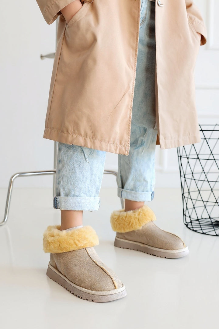 Abby Kadın Bej Süet İçi Kürklü Bot
