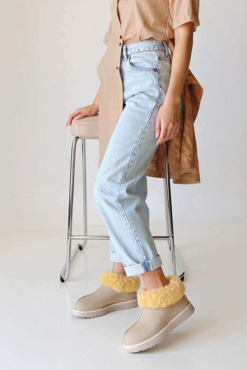 Abby Kadın Bej Süet İçi Kürklü Bot