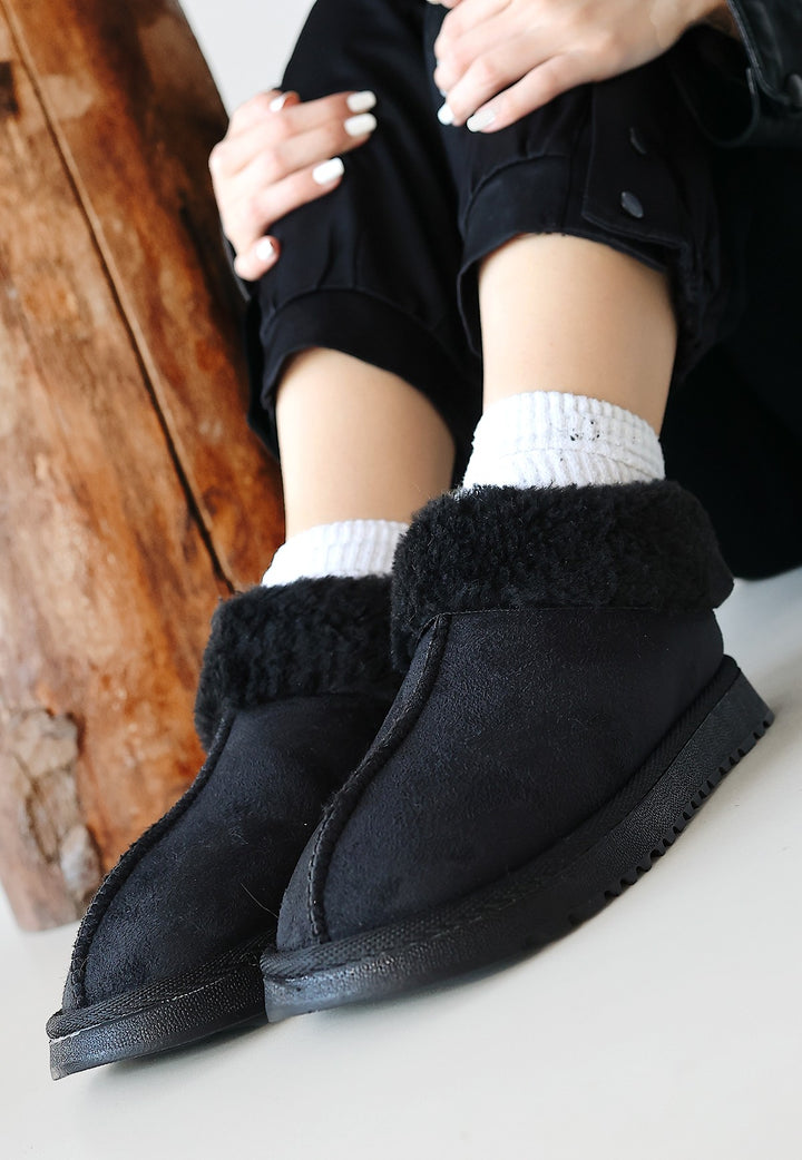 Abby Kadın Siyah Süet İçi Kürklü Bot