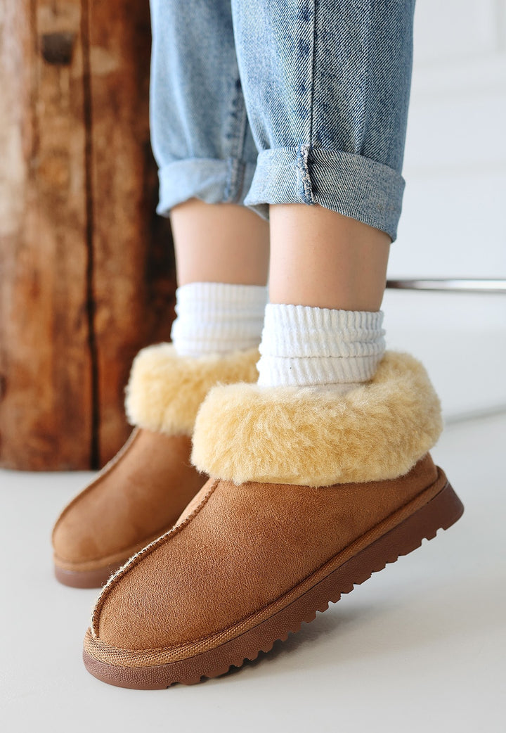 Abby Kadın Taba Süet İçi Kürklü Bot