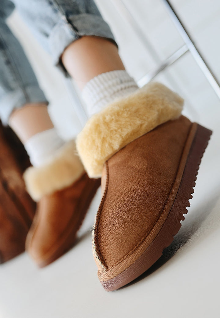 Abby Kadın Taba Süet İçi Kürklü Bot