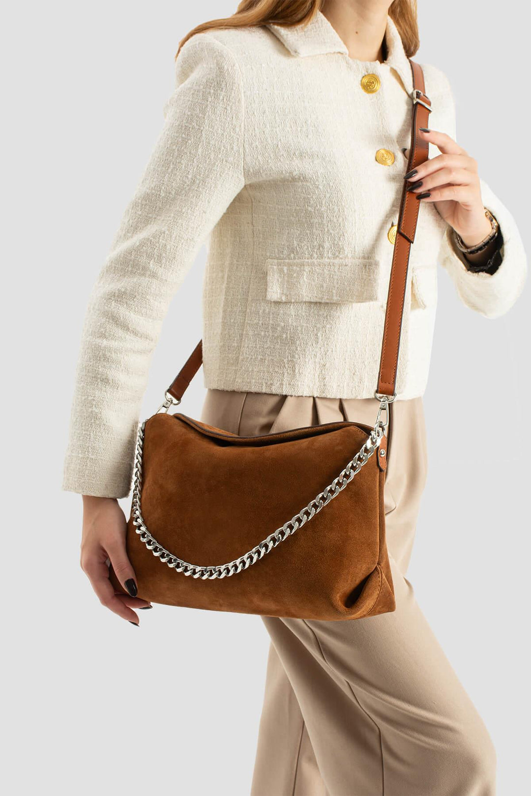 ALANO Kadın Hakiki Süet Deri Çapraz Çanta