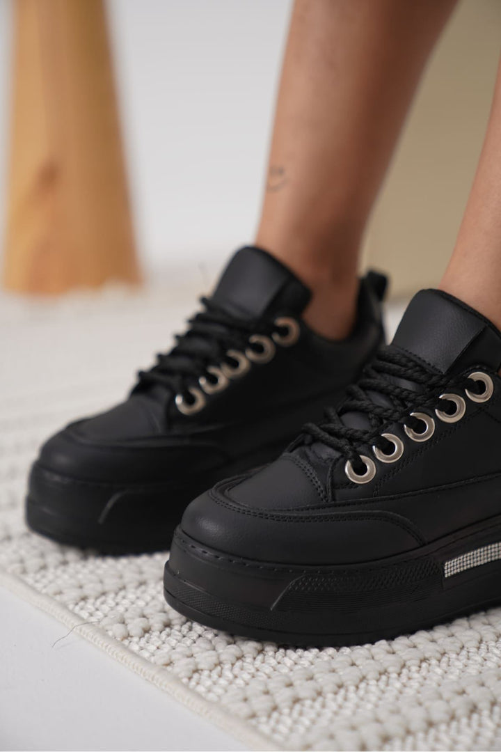 Alice Kadın Siyah Tabanlı Siyah Gizli Topuklu Sneaker