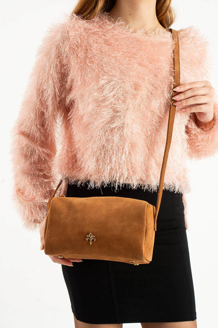 ANDERO Kadın Hakiki Süet Deri Çapraz Çanta