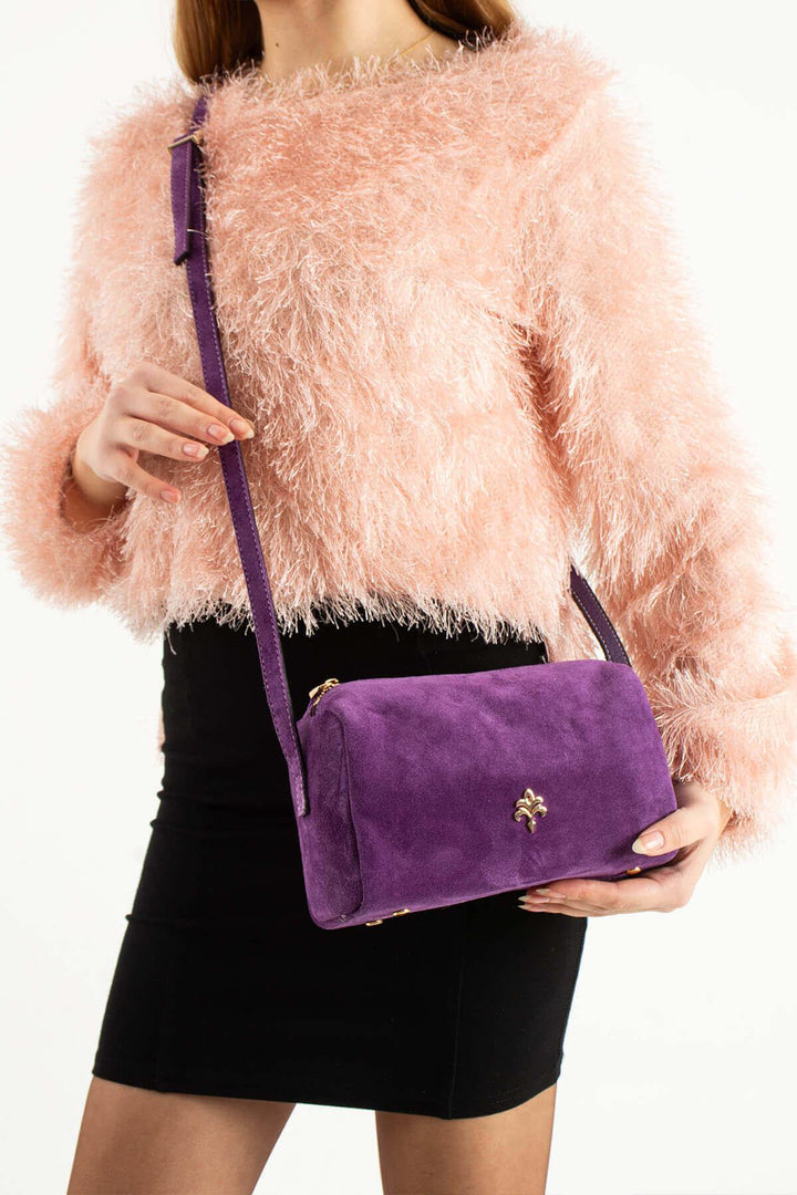 ANDERO Kadın Hakiki Süet Deri Çapraz Çanta