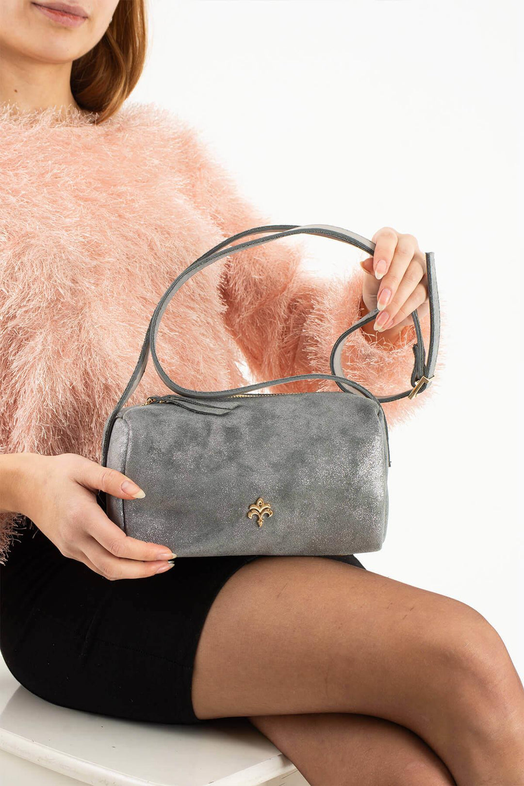 ANDERO Kadın Hakiki Süet Deri Çapraz Çanta