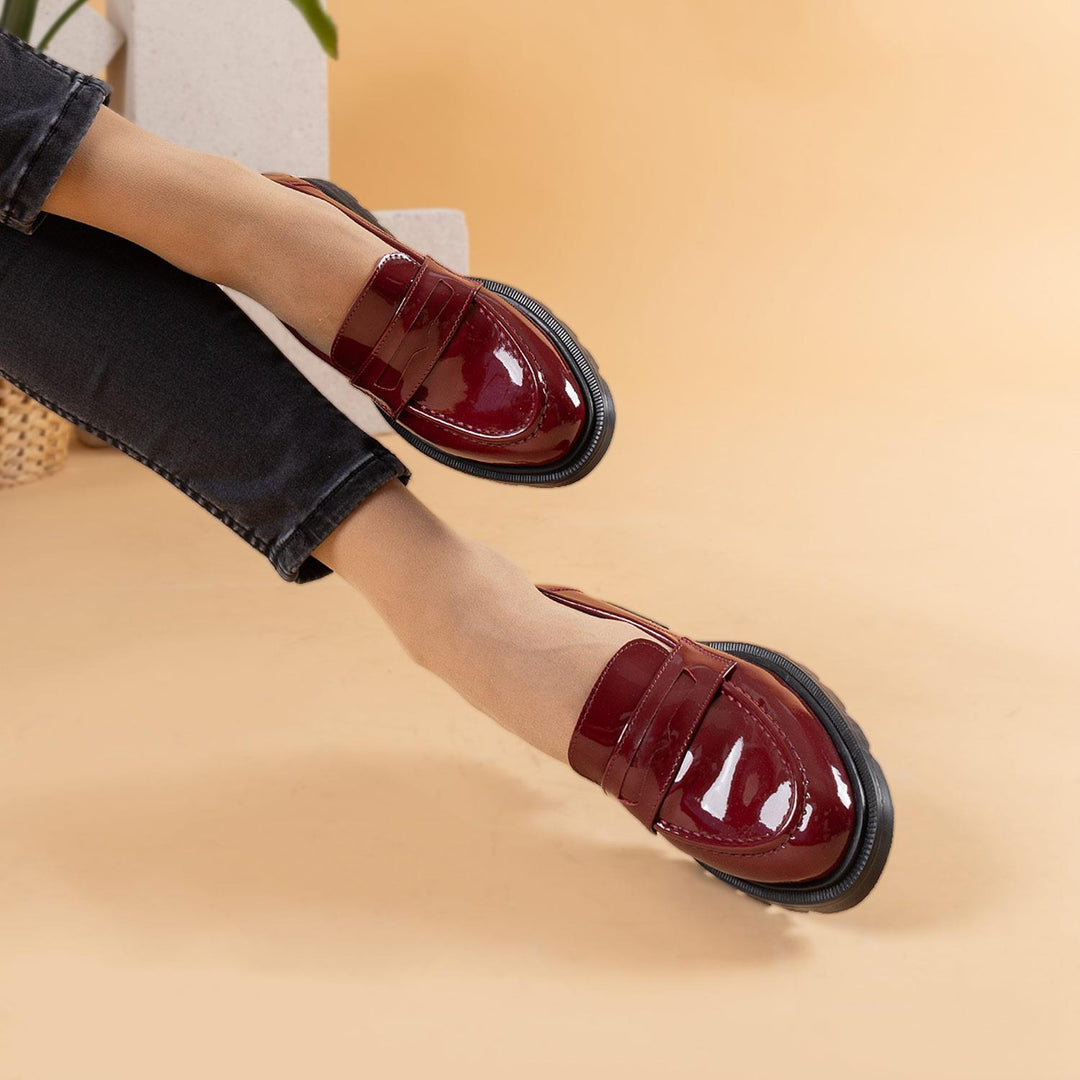 Angela Kadın Parlak Bordo Loafer Ayakkabı