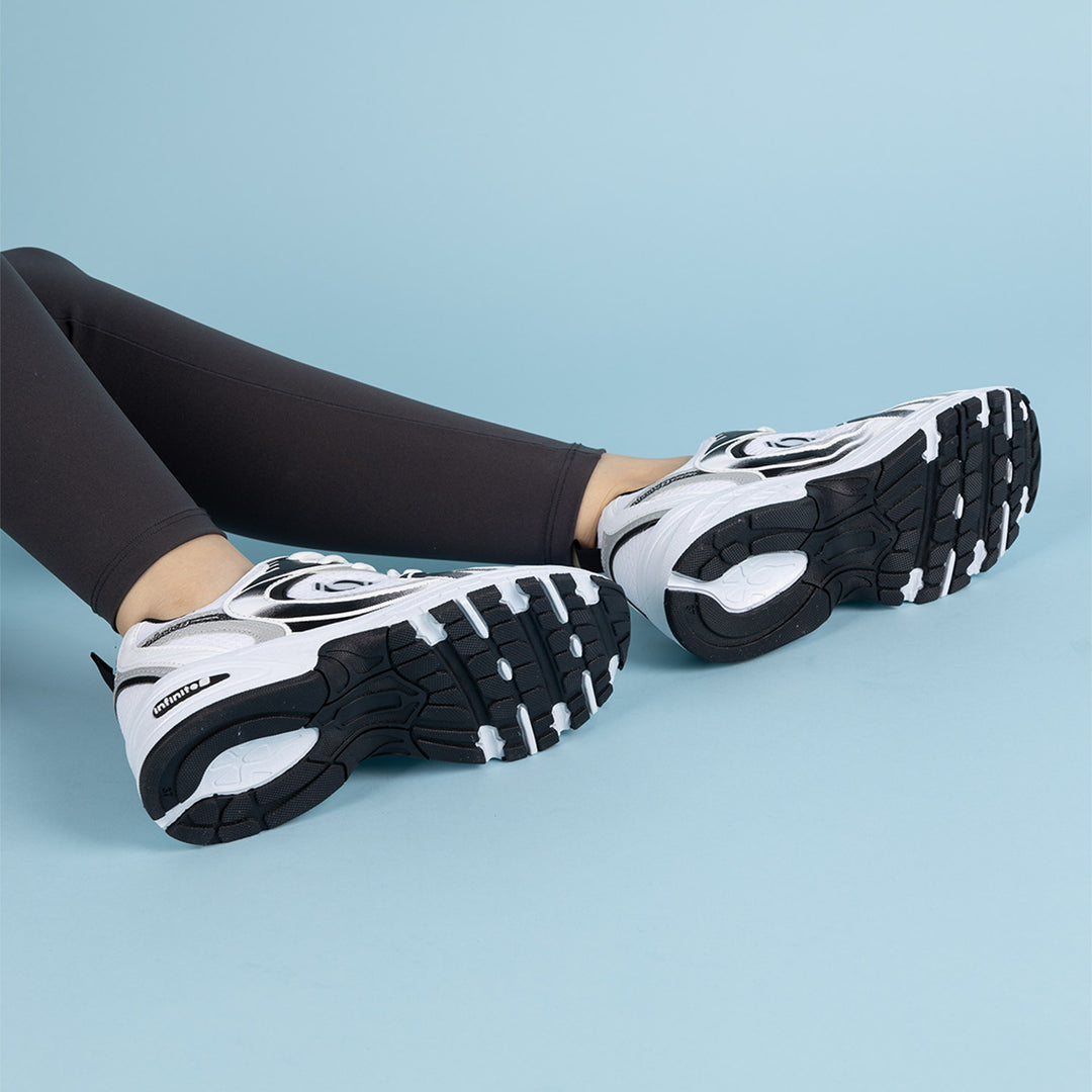 Argento Kadın Triko Desen Beyaz Siyah Spor Ayakkabı