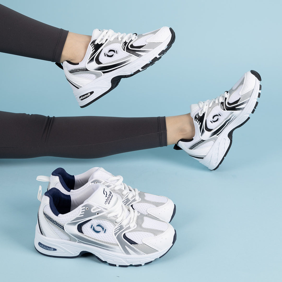 Argento Kadın Triko Desen Beyaz Lacivert Spor Ayakkabı
