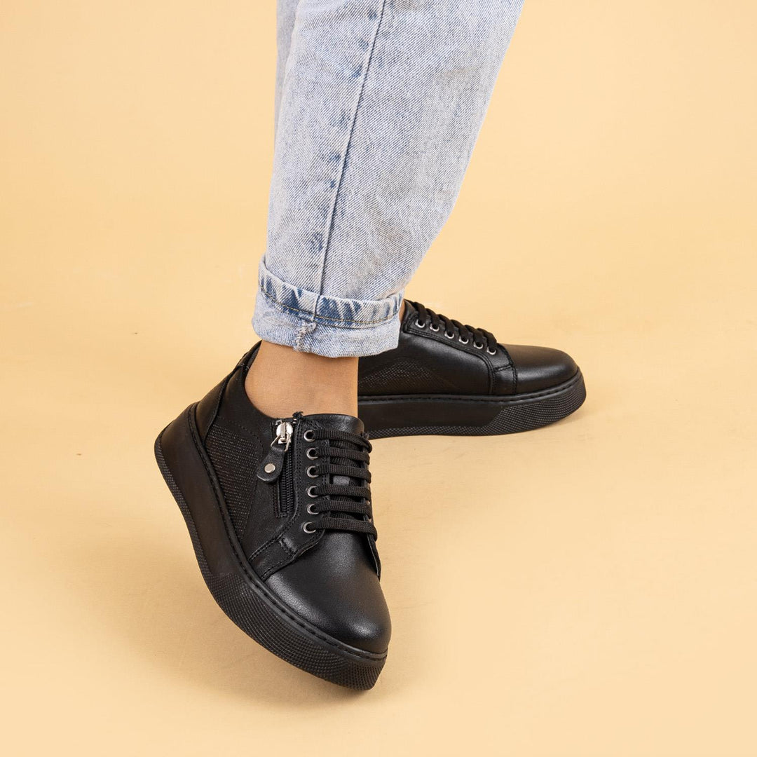 Asger Kadın Hakiki Deri Siyah Günlük Ayakkabı