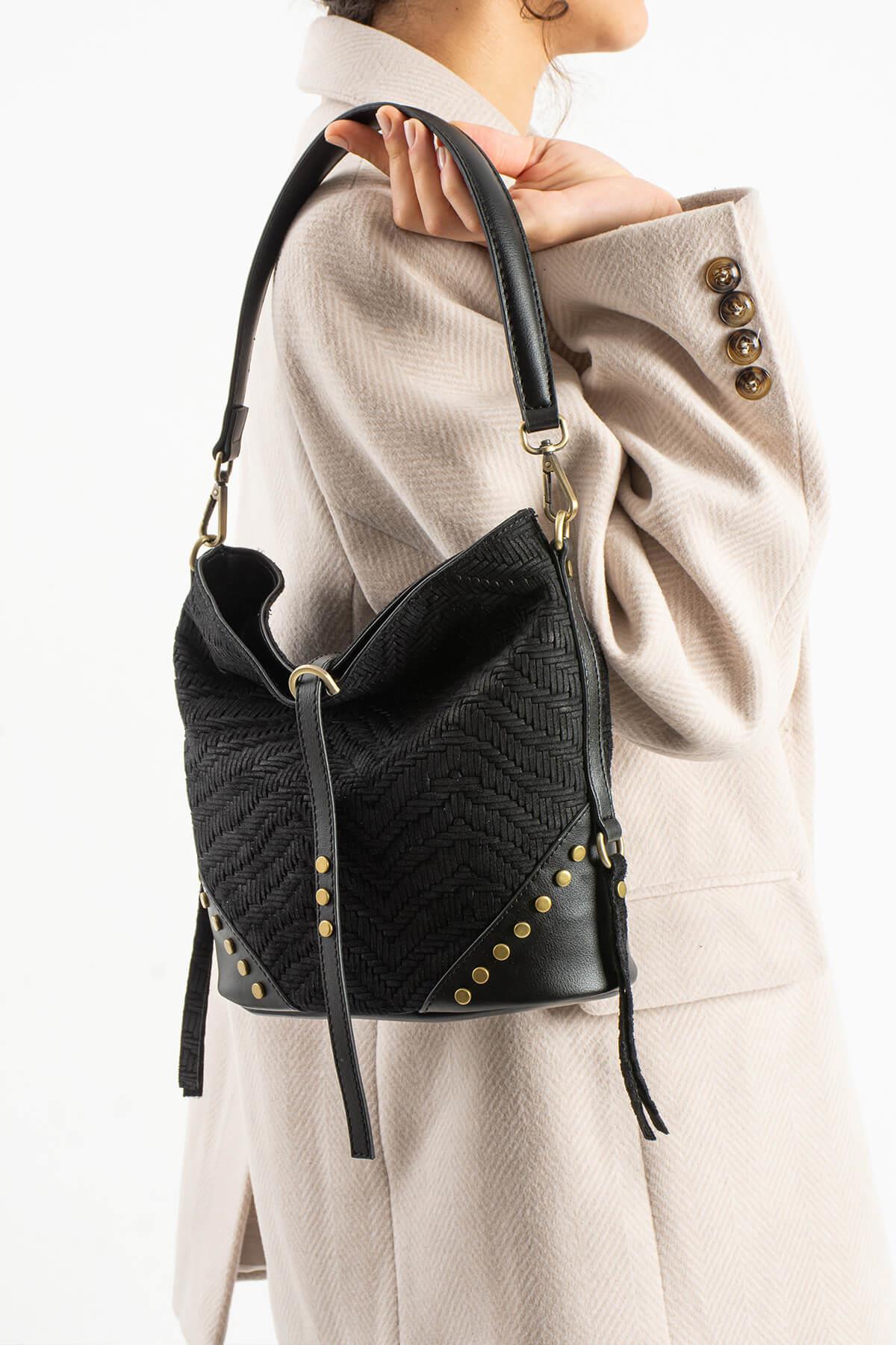 ATHERYA Hakiki Süet Deri Kadın Omuz Çantası