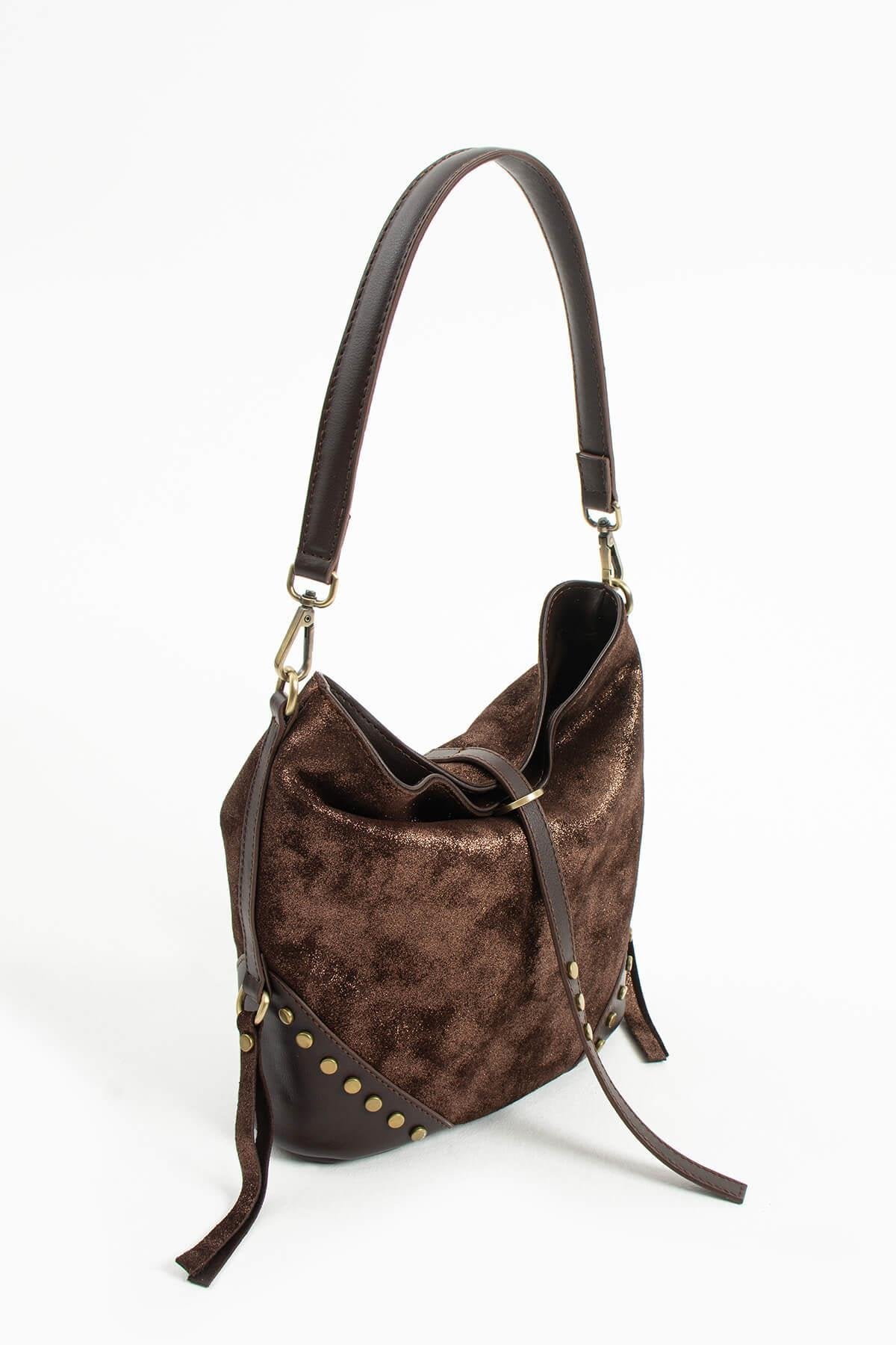 ATHERYA Hakiki Süet Deri Kadın Omuz Çantası