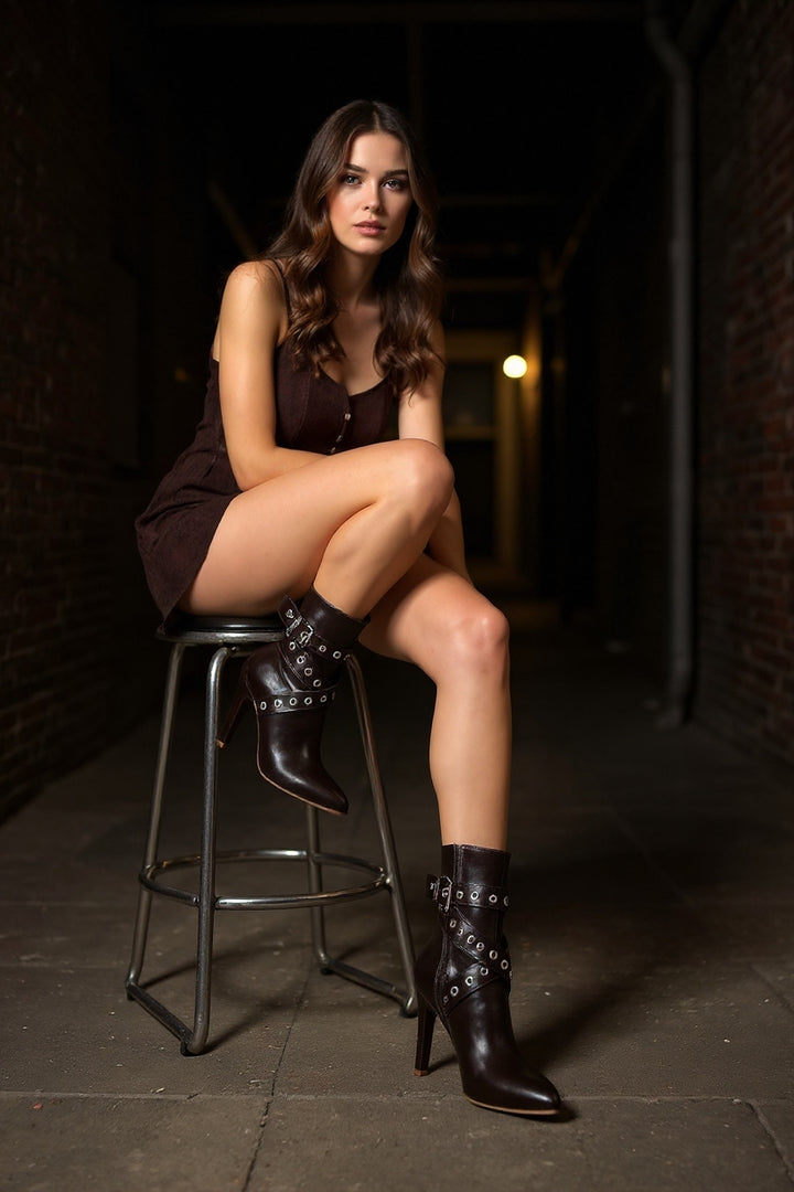 Atye Kadın Kahverengi Rugan Topuklu Bot