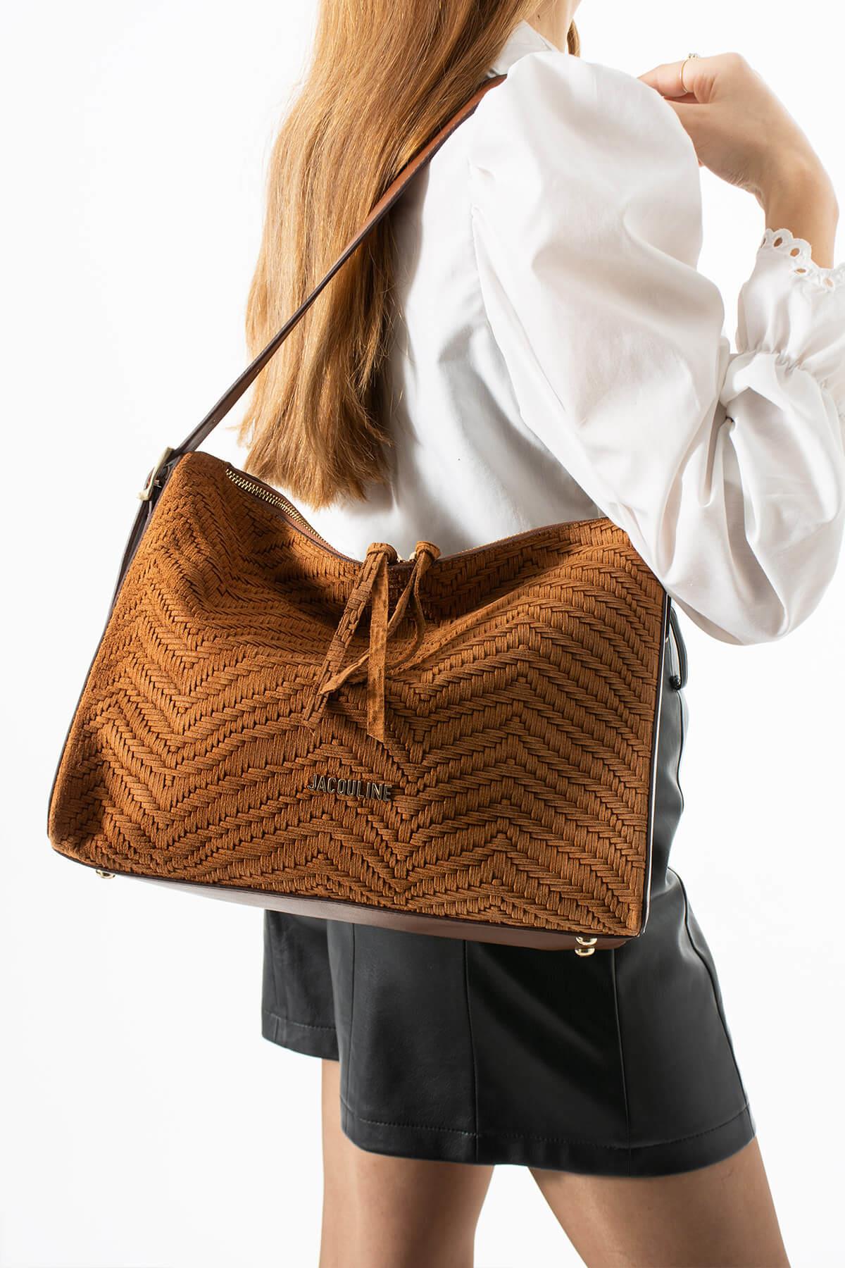 AURENYA Hakiki Süet Deri Kadın Omuz Çantası