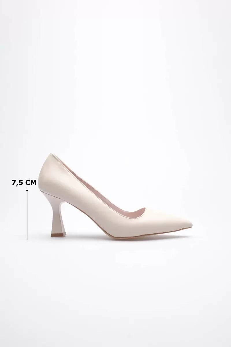 Lessa Bej Sivri Burun Orta Topuklu Kadın Stiletto TR20MS02C