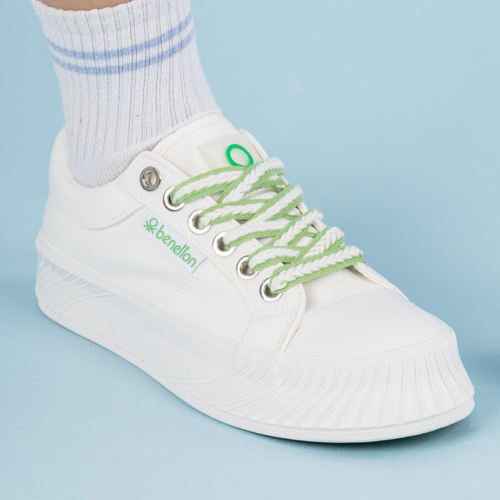 Benetton Jansen Kadın Keten Beyaz Spor Ayakkabı BNI-10097