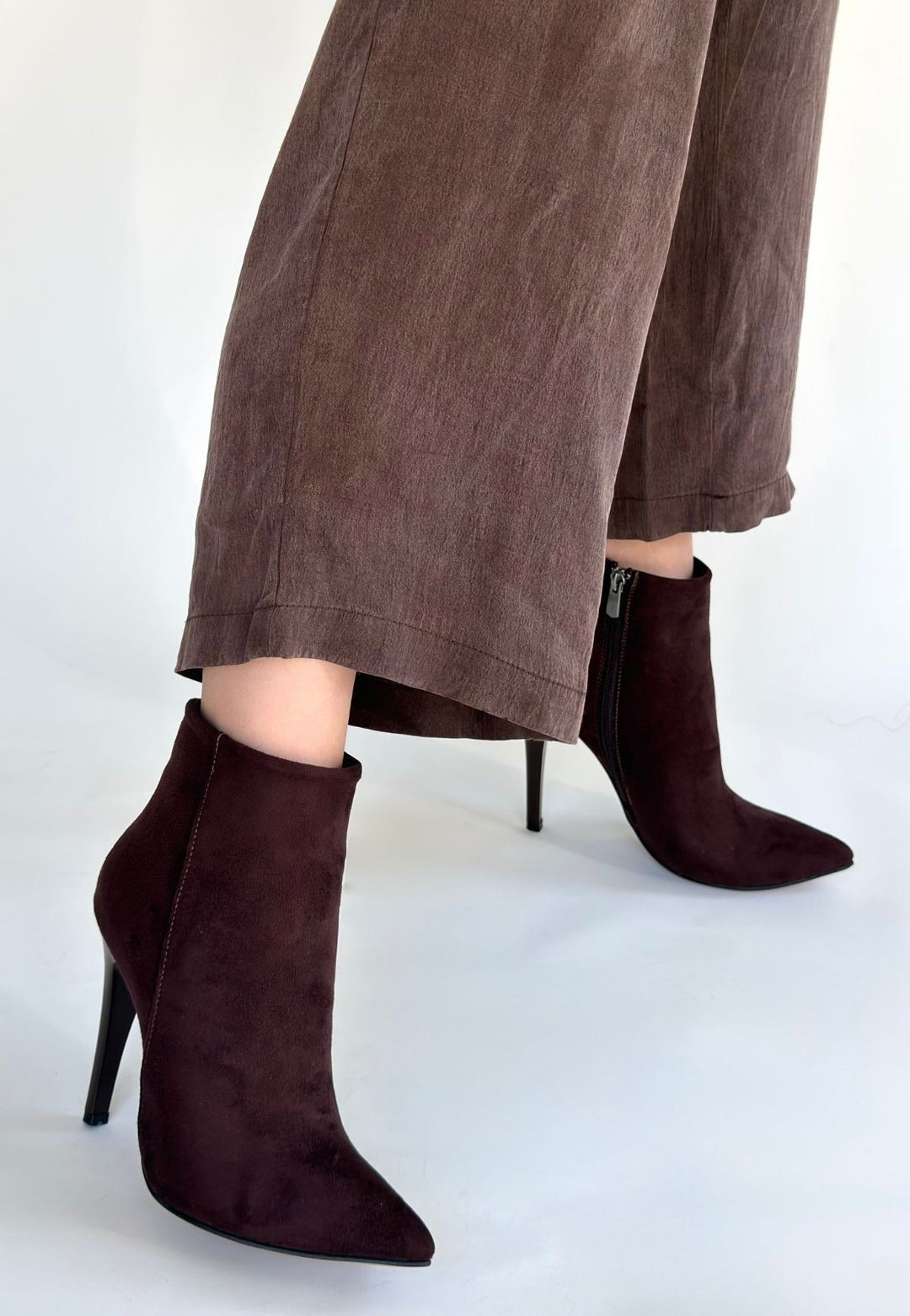 Blan Kadın Acı Kahve Süet Sivri Burun İnce Topuk Bot