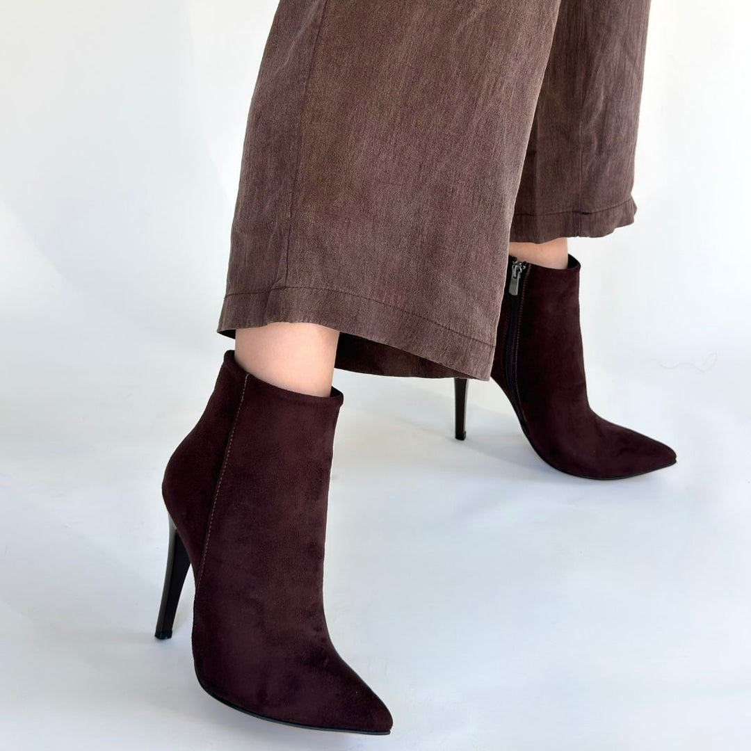 Blan Kadın Acı Kahve Süet Sivri Burun İnce Topuk Bot