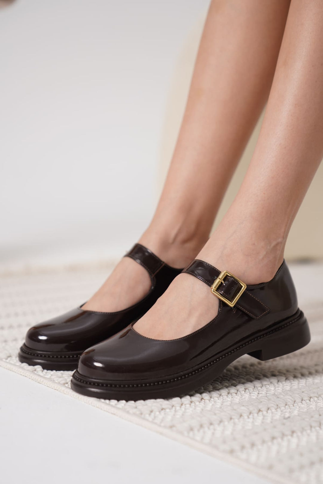 Briana Kadın Acı Kahve Rugan Babet Ayakkabı