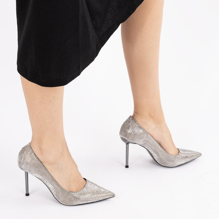 Cabra Kadın Stiletto Platin Abiye Topuklu Ayakkabı