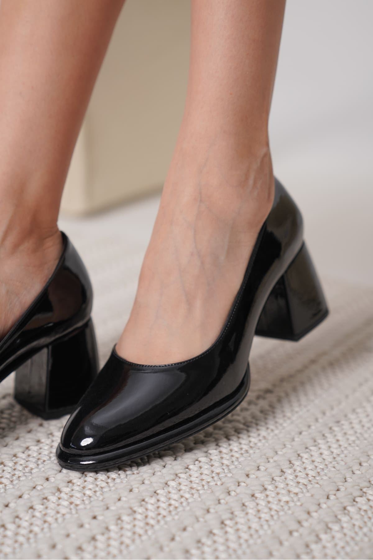 Candie Siyah Rugan Kadın Stiletto Ayakkabı