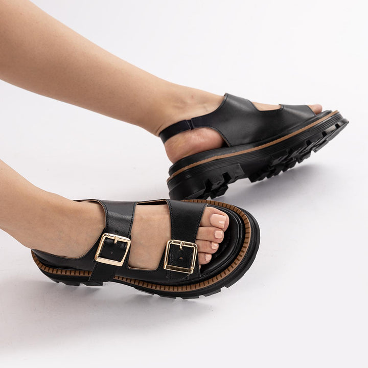 Carter Kadın Ayarlanabilir Kemerli Siyah Sandalet
