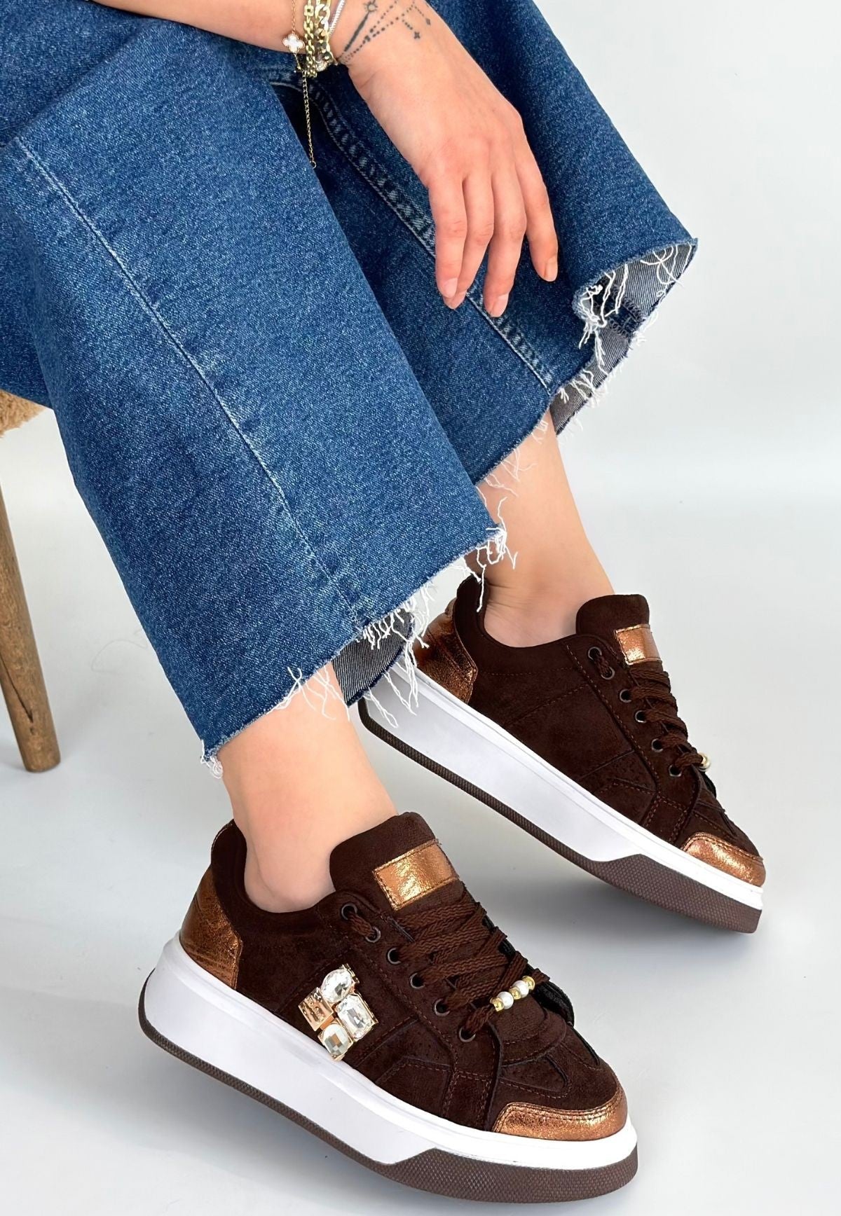 Ceans Kadın Kahverengi Süet Bağcıklı Spor Ayakkabı