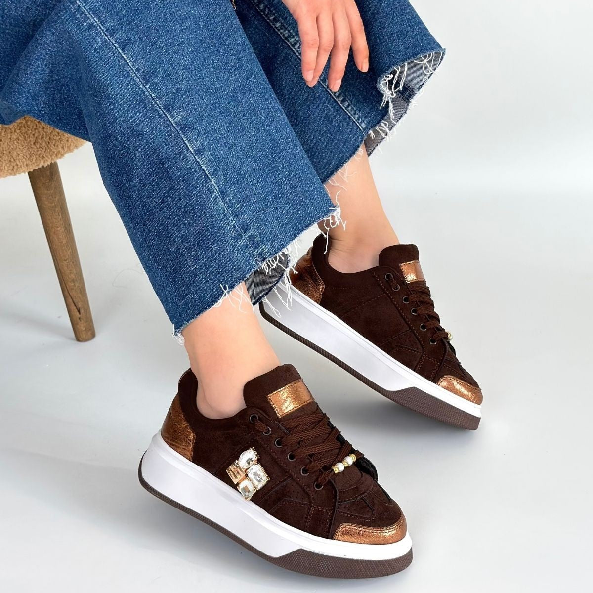 Ceans Kadın Kahverengi Süet Bağcıklı Spor Ayakkabı