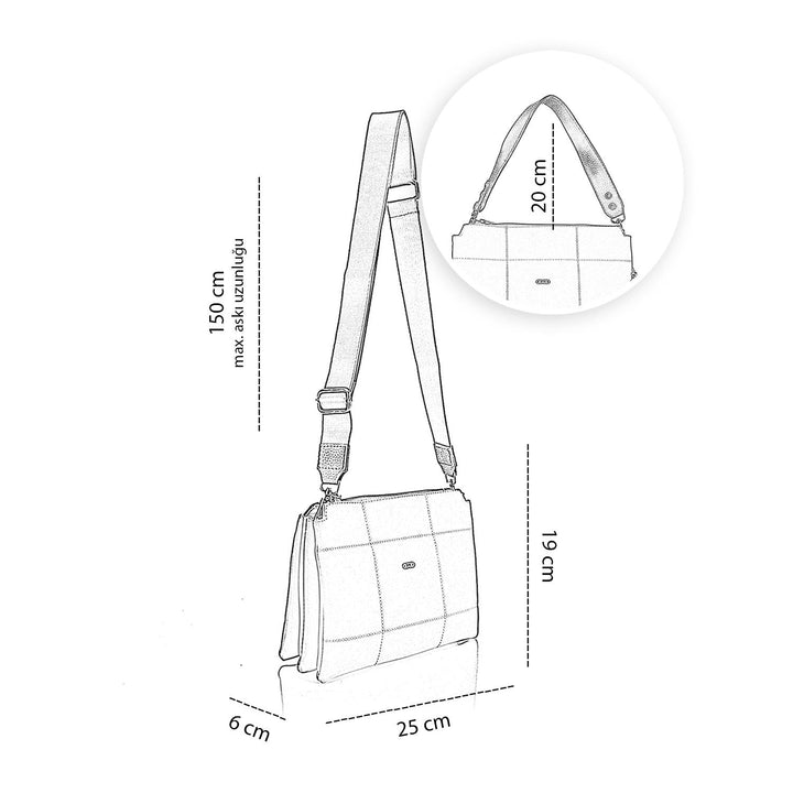 Ceyn Kadın El Çantası ve Ayarlanabilir Askılı Çapraz Çanta