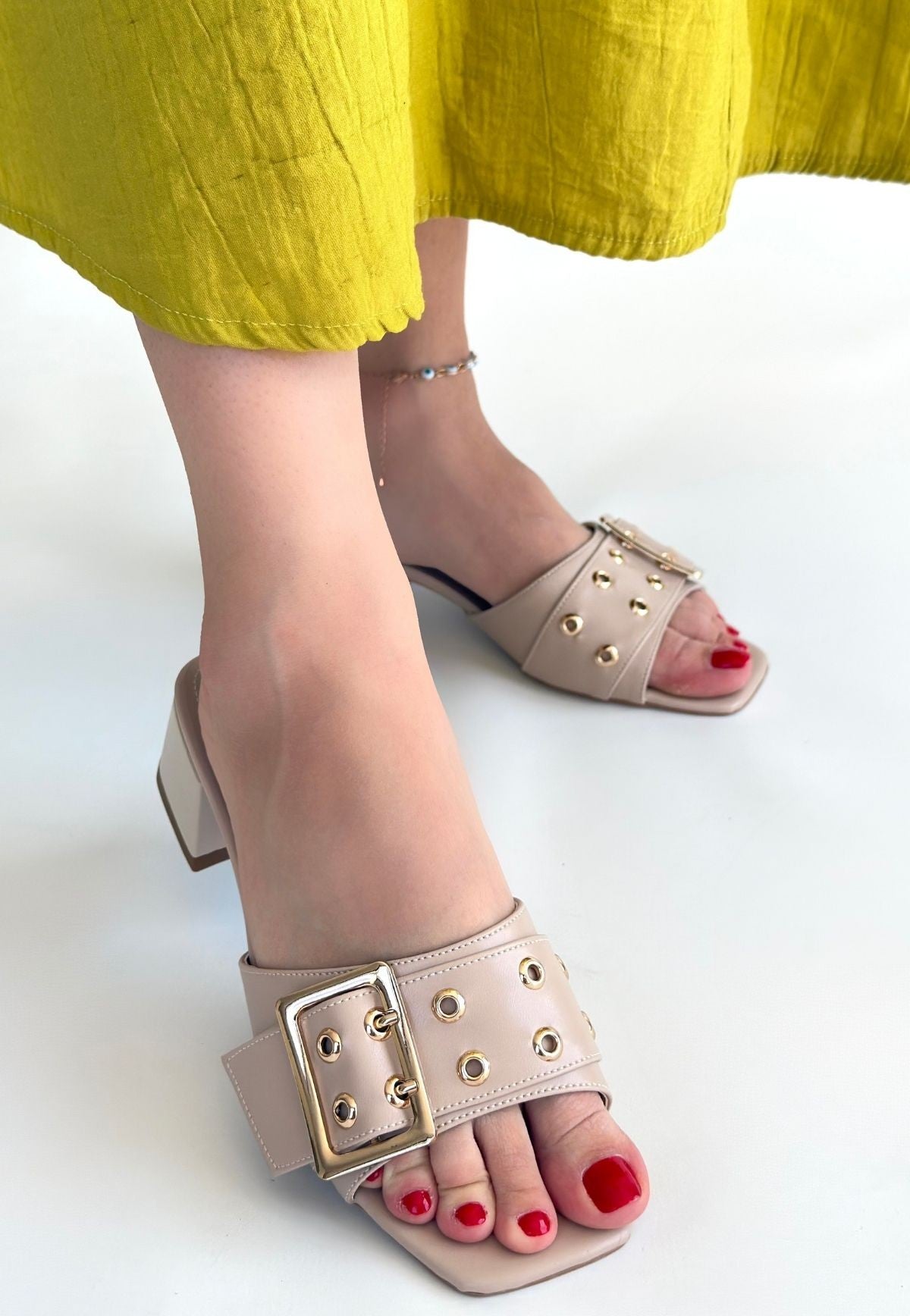 Ciey Kadın Bej Topuklu Terlik