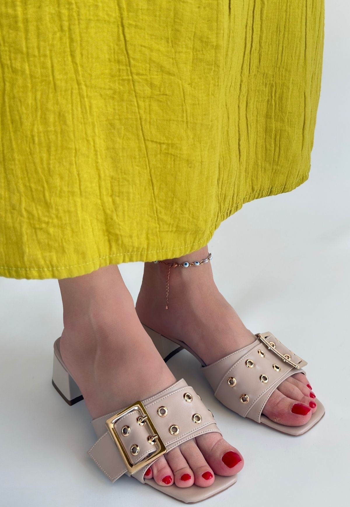 Ciey Kadın Bej Topuklu Terlik