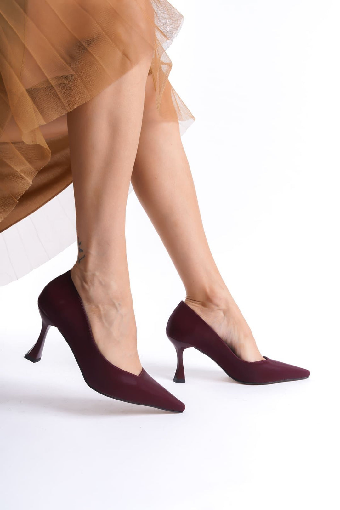 Cordelia Kadın Bordo Saten Stiletto