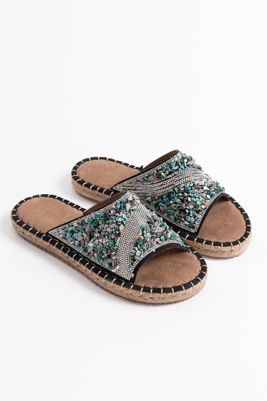 Dennis Kadın Siyah Taş İşlemeli Terlik