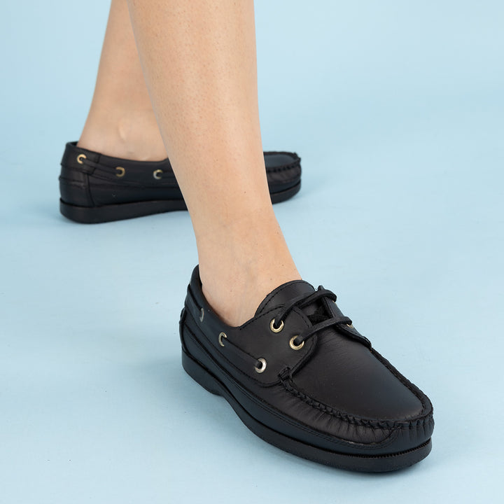 Derulo Kadın Hakiki Deri Siyah Loafer Ayakkabı