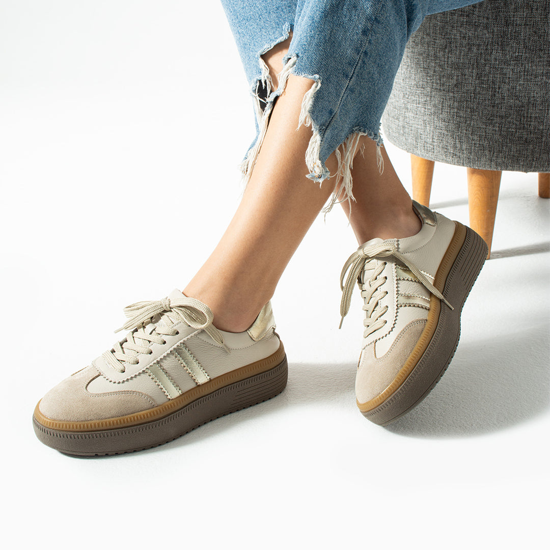 Doak Kadın Hakiki Deri Bej Spor Ayakkabı