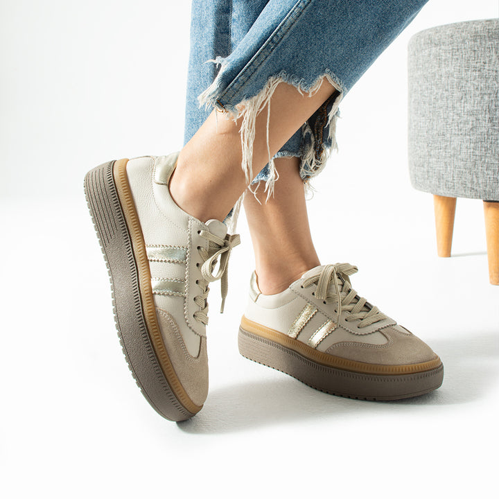 Doak Kadın Hakiki Deri Bej Spor Ayakkabı