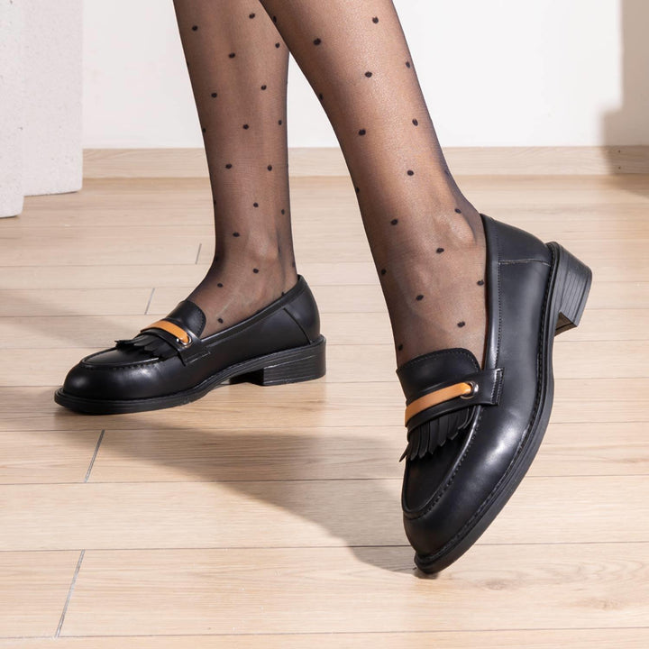 Dunces Loafer Kalın Taban Cilt Siyah Loafer