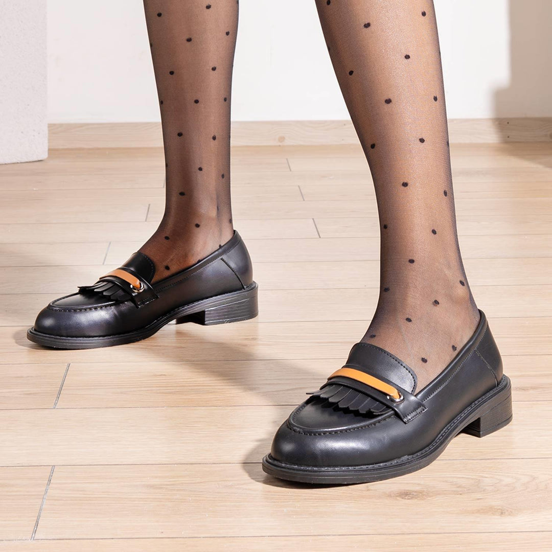 Dunces Loafer Kalın Taban Cilt Siyah Loafer