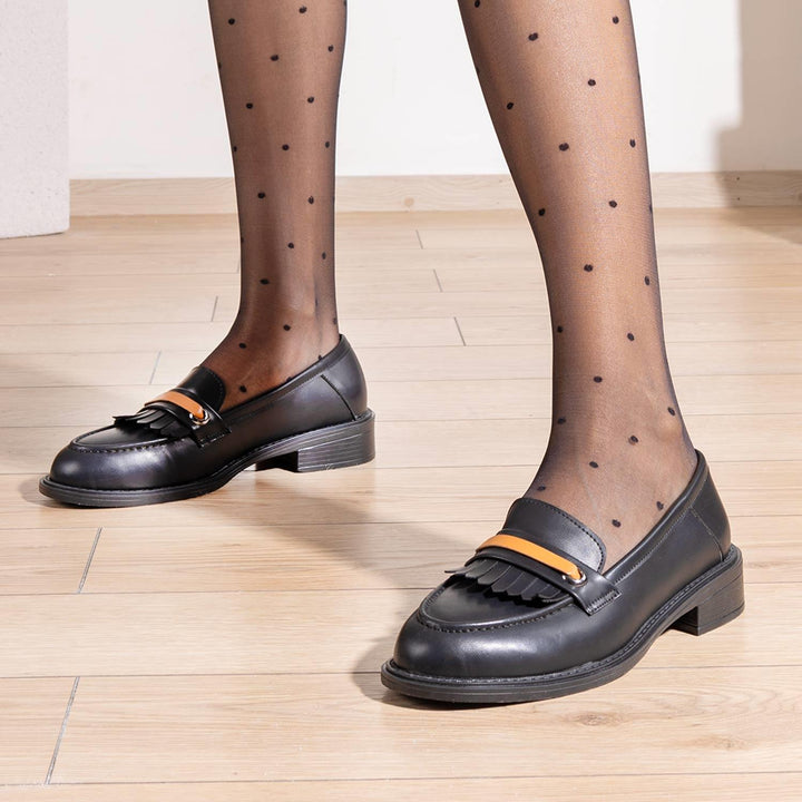 Dunces Loafer Kalın Taban Cilt Siyah Loafer