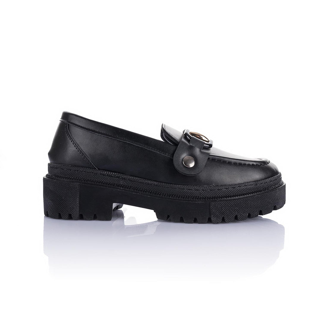 Edam Çift Tokalı Kadın Siyah Loafer Ayakkabı