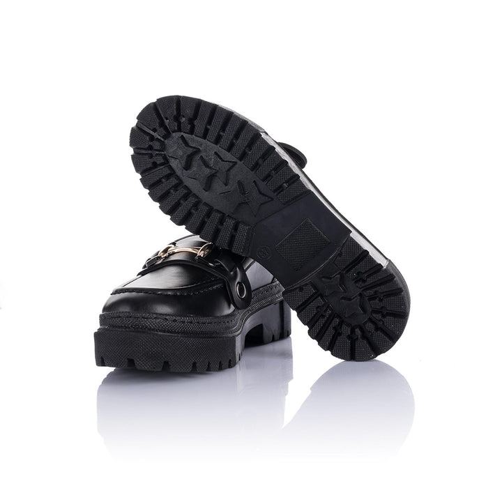 Edam Çift Tokalı Kadın Siyah Loafer Ayakkabı