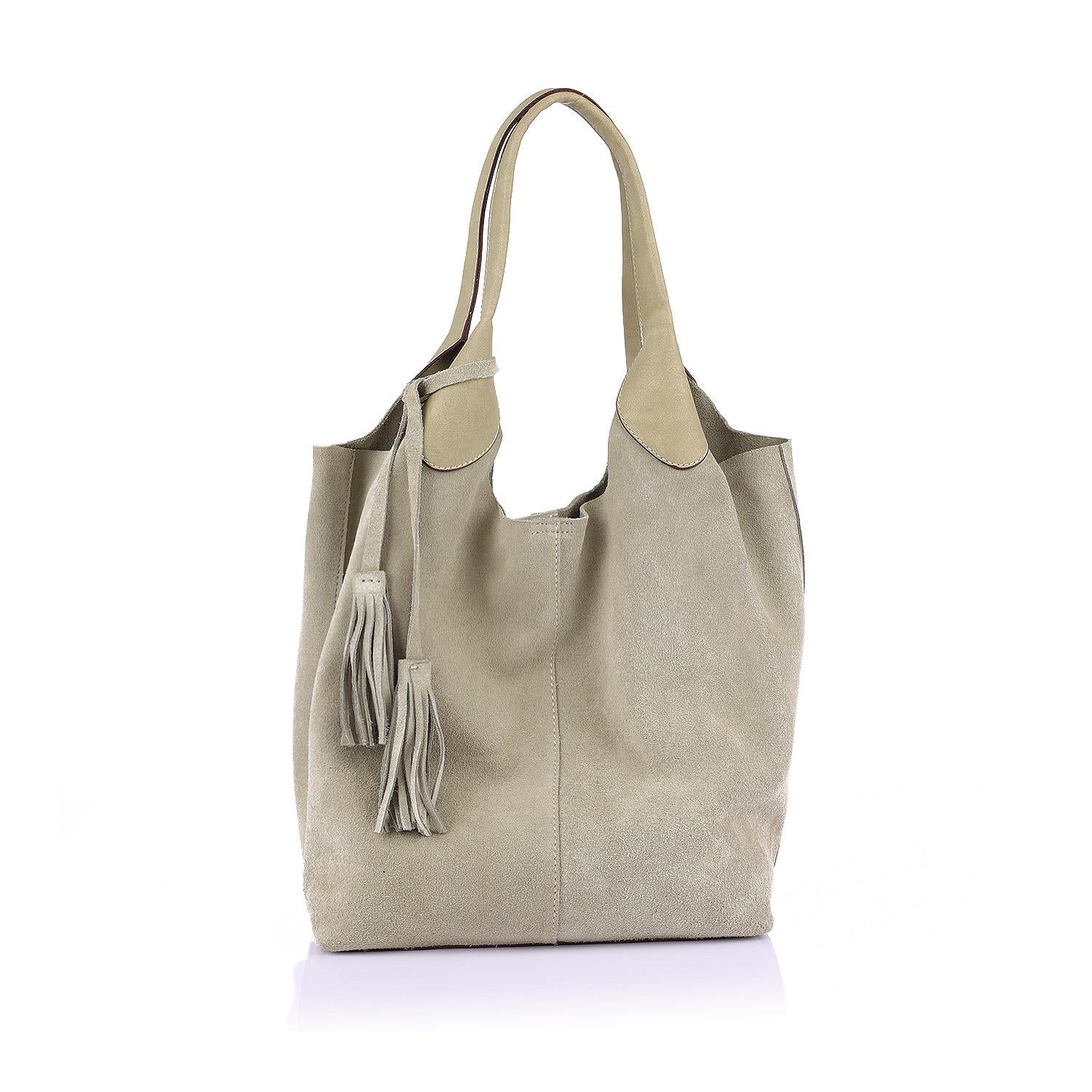 Elena Hakiki Deri Süet Omuz Çantası