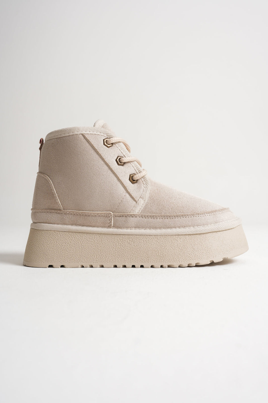 Elena Kadın Bej Kışlık İçi Kürklü Kalın Taban Bot